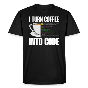 Funny Computer Coffee Programmer Design - Men's Premium Organic T-Shirt - black - Front - Nico (187cm)