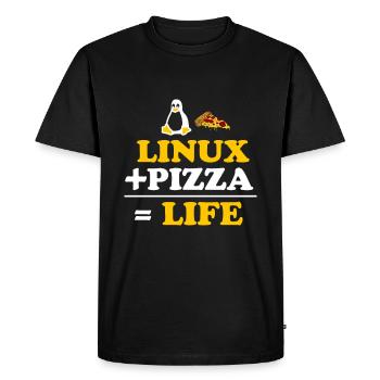 Linux and Pizza Geek Life Nerd Sky - Men's Premium Organic T-Shirt - black - Front - Nico (187cm)