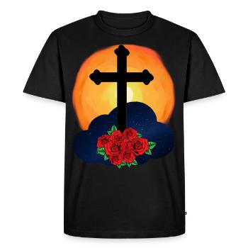 mourir la croix Résurrection Au-delà Jésus - T-shirt Premium bio Homme - noir - Devant - Nico (187cm)
