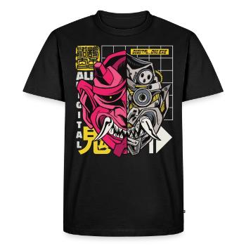 Oni Japanese Demon Cyborg - Men's Premium Organic T-Shirt - black - Front - Nico (187cm)