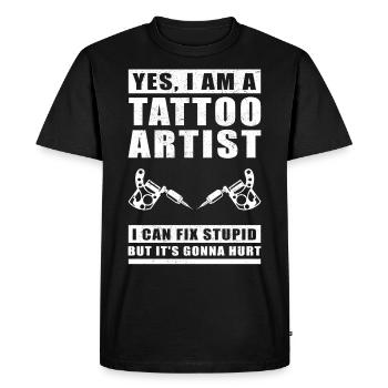Tattoo Artist Tattooer Peckerl Tattoos Cadeau - T-shirt Premium bio Homme - noir - Devant - Nico (187cm)
