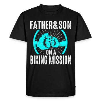 Father and Son Biker Motorcyclist Bike Motorcycle - Men's Premium Organic T-Shirt - black - Front - Nico (187cm)