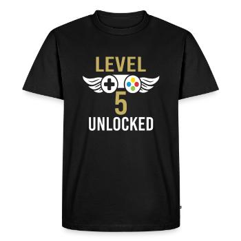 Déverrouillé le niveau 5 - T-shirt Premium bio Homme - noir - Devant - Nico (187cm)