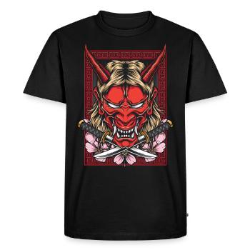 Masque de démon japonais Hannya Oni Japon épée - T-shirt Premium bio Homme - noir - Devant - Nico (187cm)