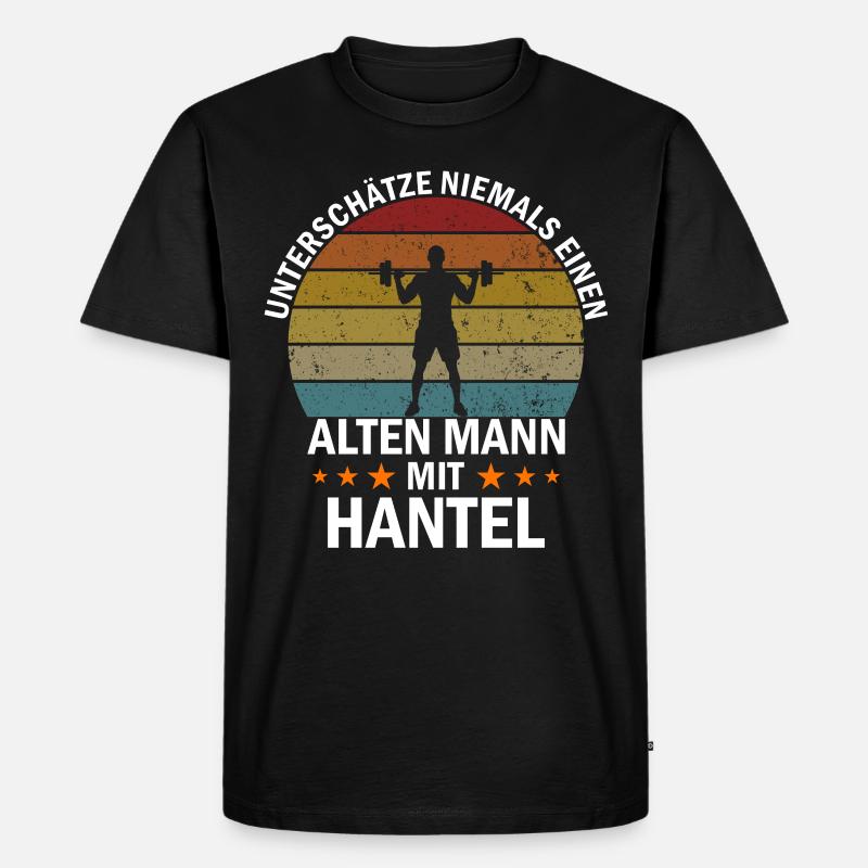 Hantel Bodybuilder - Männer Premium Bio T-Shirt - Schwarz