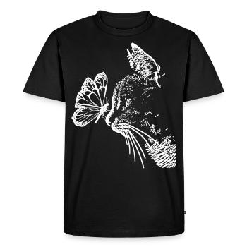 Chat Papillon Illustration Cat Butterfly - T-shirt Premium bio Homme - noir - Devant - Nico (187cm)