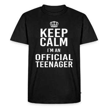 Keep Calm i am an official Teenager - T-shirt Premium bio Homme - noir - Devant - Nico (187cm)