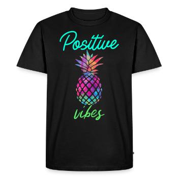 Positive Vibes - Ananas, été - T-shirt Premium bio Homme - noir - Devant - Nico (187cm)