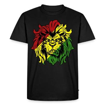 Rasta Lion Roots Reggae Music Jah Jamaica Gift - Men's Premium Organic T-Shirt - black - Front - Nico (187cm)