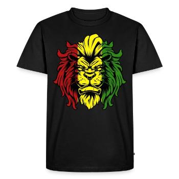 Rasta Lion Roots Reggae Music Jah Jamaica Gift - Men's Premium Organic T-Shirt - black - Front - Nico (187cm)