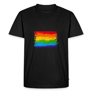 Rainbow Flag Love is Love - Men's Premium Organic T-Shirt - black - Front - Nico (187cm)