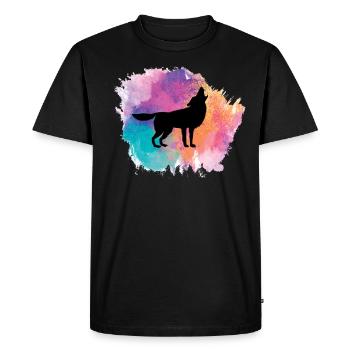 Loup chien loup loups sauvage forêt animaux - T-shirt Premium bio Homme - noir - Devant - Nico (187cm)