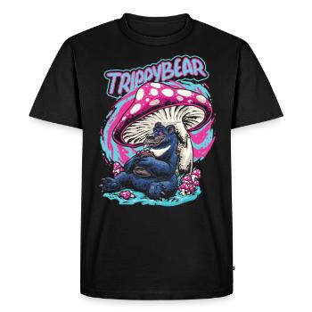 Magic Mushrooms Psychedelisch Funny Trippybear - Männer Premium Bio T-Shirt - Schwarz - Vorne - Nico (187cm)