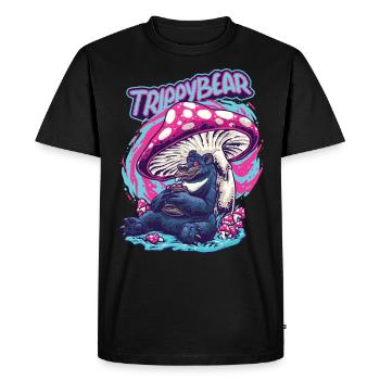Magic Mushrooms Psychedelic Funny Trippybear - Men's Premium Organic T-Shirt - black - Front - Nico (187cm)