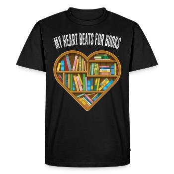 Un coeur Pour bibliothèque Lire Le livre - T-shirt Premium bio Homme - noir - Devant - Nico (187cm)