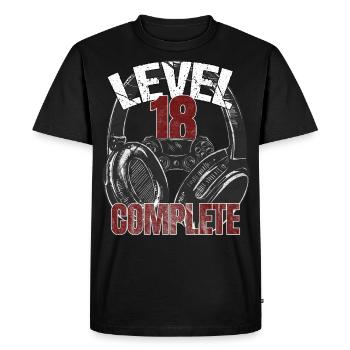 Level 18 complete gamer gamer gamecker Anniversaire Sort - T-shirt Premium bio Homme - noir - Devant - Nico (187cm)