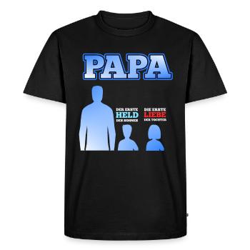 Vater 2 Kinder Sohn Tochter Vatertag Geschenk - Männer Premium Bio T-Shirt - Schwarz - Vorne - Nico (187cm)