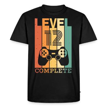 Enfants Niveau 12 ans t-shirt d’anniversaire Gamer - T-shirt Premium bio Homme - noir - Devant - Nico (187cm)