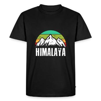 Himalaya Retro Mountains Mountain Mountaineering - Men's Premium Organic T-Shirt - black - Front - Nico (187cm)