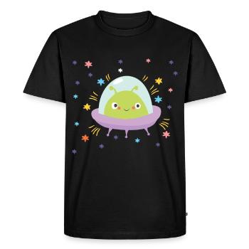 Cute UFO Space Alien Alien - Men's Premium Organic T-Shirt - black - Front - Nico (187cm)