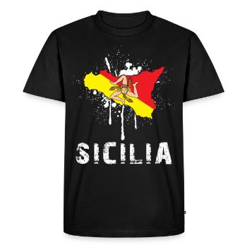 Sicile Rengaine - Sicilia île drapeau - T-shirt Premium bio Homme - noir - Devant - Nico (187cm)