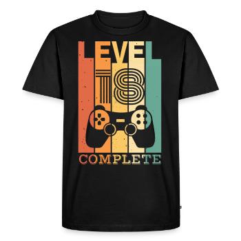 Enfants Niveau 18 ans t-shirt d’anniversaire Gamer - T-shirt Premium bio Homme - noir - Devant - Nico (187cm)
