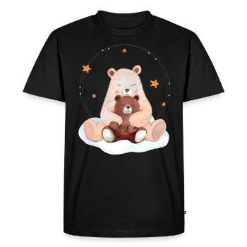 Ours mignon bébé avec mama d’ours - T-shirt Premium bio Homme - noir - Devant - Nico (187cm)
