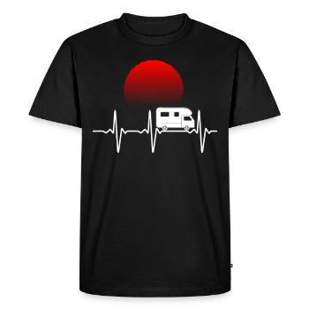 Camping vacances coeur palpitant au coucher du soleil Tentes - T-shirt Premium bio Homme - noir - Devant - Nico (187cm)