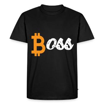 Bitcoin Boss Cryptomonnaie Trading BTC - T-shirt Premium bio Homme - noir - Devant - Nico (187cm)