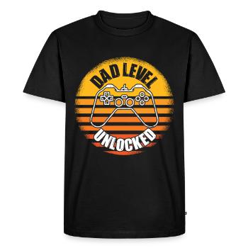 Dad Level Unlocked - Men's Premium Organic T-Shirt - black - Front - Nico (187cm)