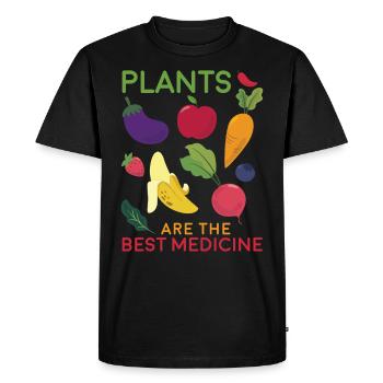 Plants Are The Best Medicine Funny Health Food - Men's Premium Organic T-Shirt - black - Front - Nico (187cm)