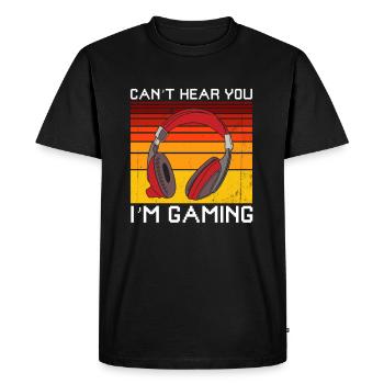 CANT HEAR YOU I’M GAMING Jeux de jeu Casques - T-shirt Premium bio Homme - noir - Devant - Nico (187cm)