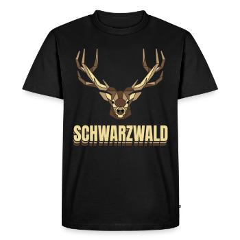Schwarzwald Hirsch Geweih Low Polygon Schwaben - Männer Premium Bio T-Shirt - Schwarz - Vorne - Nico (187cm)