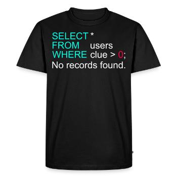 Database Data SQL Programmer Administration - Men's Premium Organic T-Shirt - black - Front - Nico (187cm)
