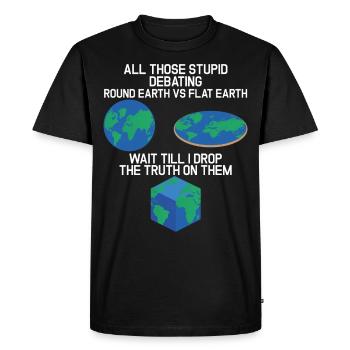 Débat stupide Terre ronde Terre plate Cube Earth - T-shirt Premium bio Homme - noir - Devant - Nico (187cm)