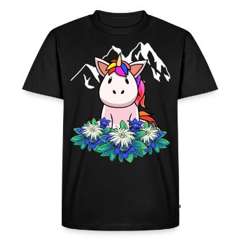 Licorne gentiane Edelweiss Alpes Suisse Autriche - T-shirt Premium bio Homme - noir - Devant - Nico (187cm)