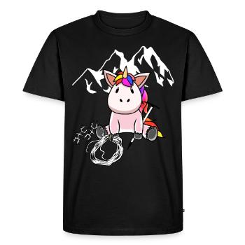 Licorne Montagne Sports Escalade Sommets Montagnes en plein air - T-shirt Premium bio Homme - noir - Devant - Nico (187cm)