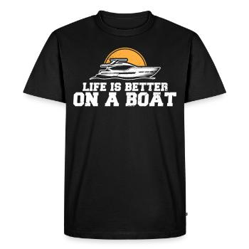 Life is better on the boat - Men's Premium Organic T-Shirt - black - Front - Nico (187cm)