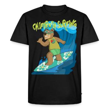 Summer feeling Californian shaka bear surfs the - Men's Premium Organic T-Shirt - black - Front - Nico (187cm)