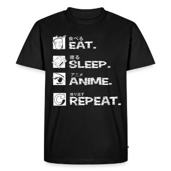 Eat Sleep Anime Repeat - Kawaii Otaku Japan Kanji - T-shirt Premium bio Homme - noir - Devant - Nico (187cm)