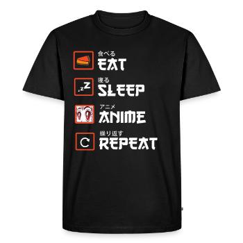 Eat Sleep Anime Repeat - Kawaii Otaku Japan Kanji - T-shirt Premium bio Homme - noir - Devant - Nico (187cm)