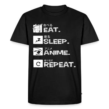 Eat Sleep Anime Repeat - Kawaii Otaku Japan Kanji - T-shirt Premium bio Homme - noir - Devant - Nico (187cm)