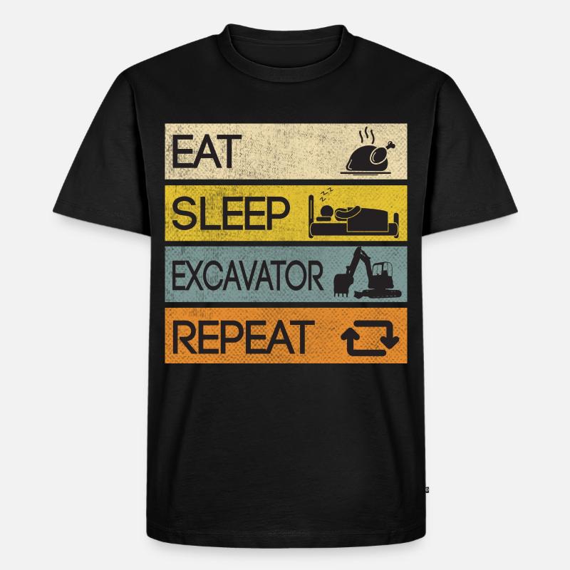 Bagger Baustelle Baggern Repeat - Männer Premium Bio T-Shirt - Schwarz