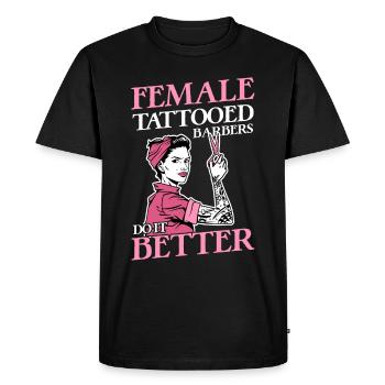 Les barbiers tatoués font mieux coiffeur - T-shirt Premium bio Homme - noir - Devant - Nico (187cm)