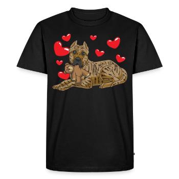Presa Canario chien avec des animaux en peluche et des coeurs - T-shirt Premium bio Homme - noir - Devant - Nico (187cm)