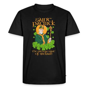 The Patron Saint of Ireland is Saint Patrick. - Men's Premium Organic T-Shirt - black - Front - Nico (187cm)