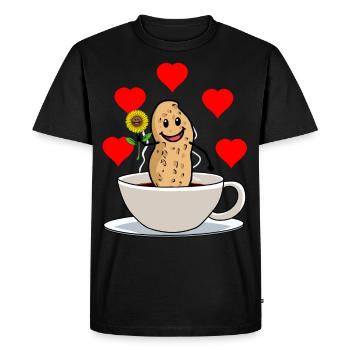 Good morning peanut coffee cup flower breakfast - Men's Premium Organic T-Shirt - black - Front - Nico (187cm)