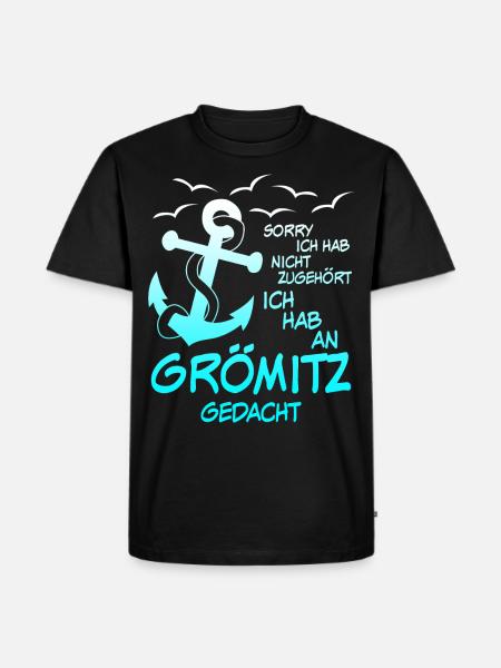 Grömitz Spruch mit Anker - Männer Premium Bio T-Shirt - Schwarz