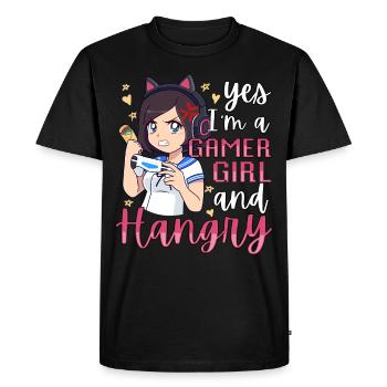 Yes I’m A Gamer Girl Hangry Angry Anime Hungry - T-shirt Premium bio Homme - noir - Devant - Nico (187cm)