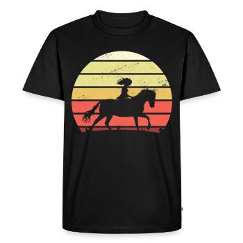 Rétro fille cheval - T-shirt Premium bio Homme - noir - Devant - Nico (187cm)